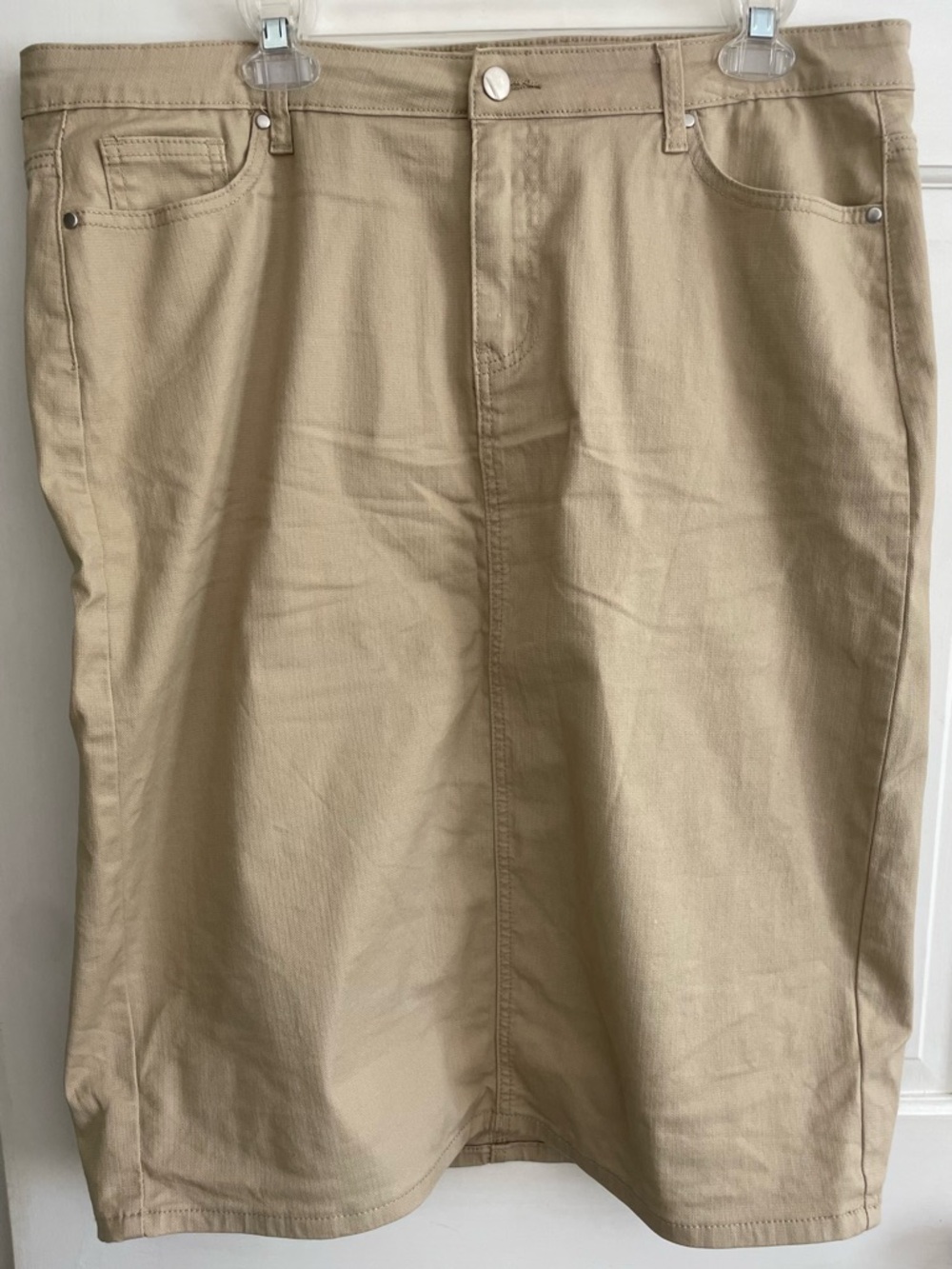 Beige Midi Skirt - Classic Straight Fit